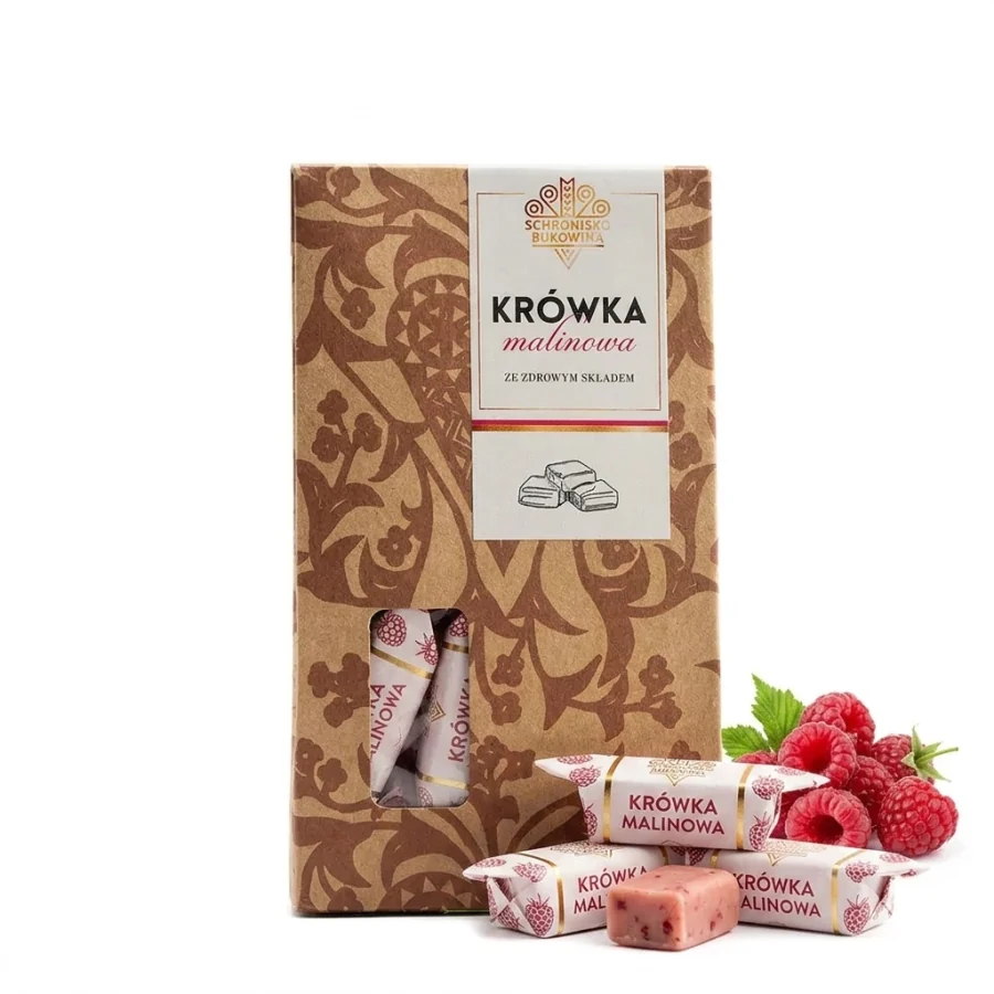 Zdjęcie pojedynczego opakowania krówki malinowej